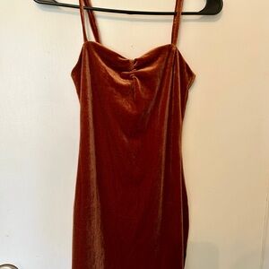 Dainty Hooligan Rust Velvet Dress